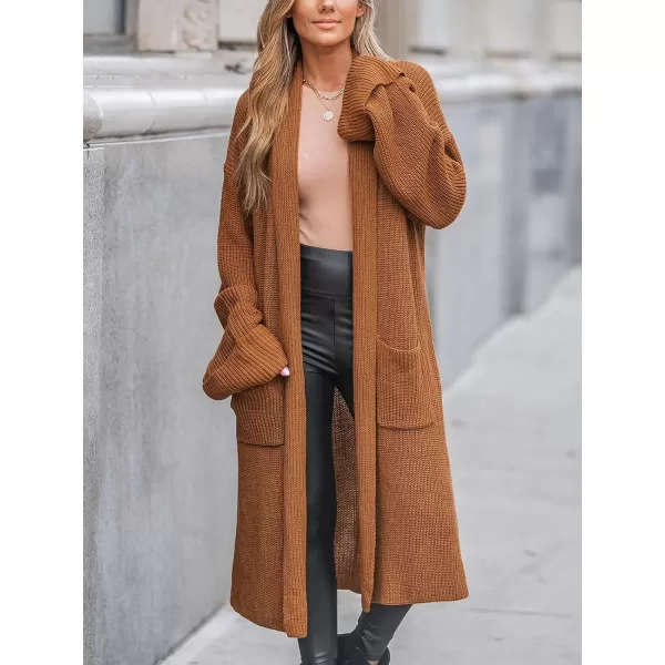 imageCUPSHE Women V Neck Long Cardigans Knit Sweater Casual Tops Long SleevesBrown