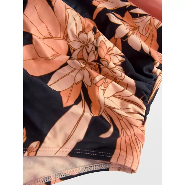 imageCUPSHE Women V Neck One Piece Swimsuit Halter Backless Ruched Tummy Control Bathing SuitCoral Pink