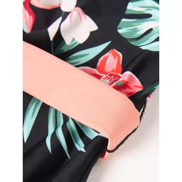 imageCUPSHE Women V Neck Ruffle One Piece Swimsuit Floral Print Bathing Suit with Removed Waist TieMulticolor