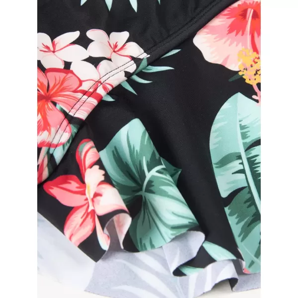 imageCUPSHE Women V Neck Ruffle One Piece Swimsuit Floral Print Bathing Suit with Removed Waist TieMulticolor