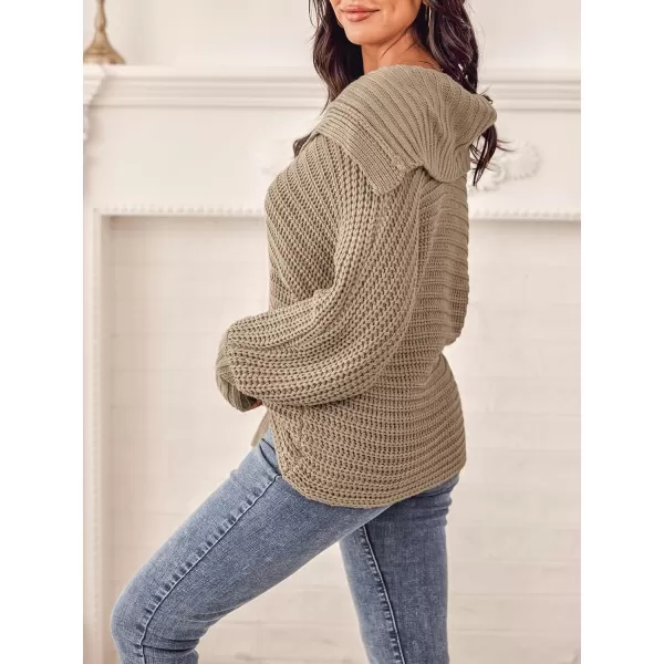 imageCUPSHE Women V Neck Sweater Knit Casual Tops Long SleevesSand