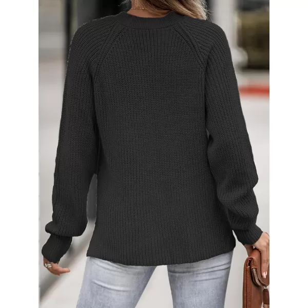 imageCUPSHE Women V Neck Sweater Tops Long Sleeve Button Front Pullover Sweaters Casual ShirtsBlack