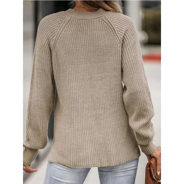 imageCUPSHE Women V Neck Sweater Tops Long Sleeve Button Front Pullover Sweaters Casual ShirtsBrown