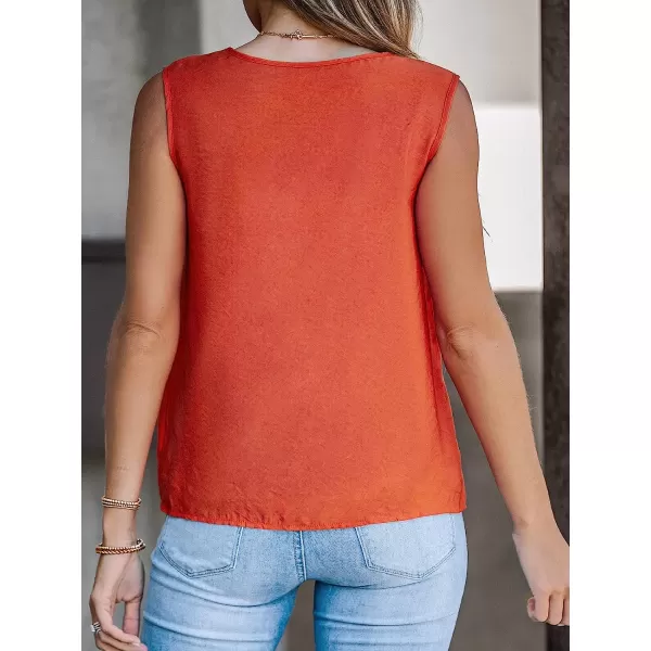 imageCUPSHE Women V Neck Top Sleeveless Tank Top Button Front Tee Shirts CasualOrange