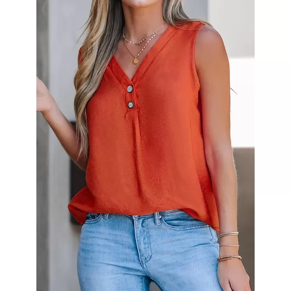 imageCUPSHE Women V Neck Top Sleeveless Tank Top Button Front Tee Shirts CasualOrange