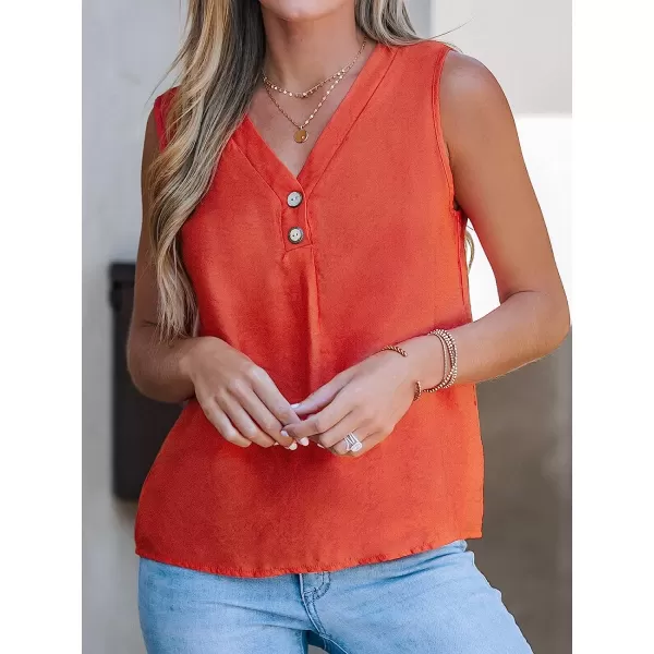 imageCUPSHE Women V Neck Top Sleeveless Tank Top Button Front Tee Shirts CasualOrange