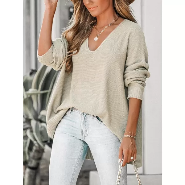 imageCUPSHE Women VNeck Sweater Drop Long Sleeve Sweaters Ribbed TopsApricot