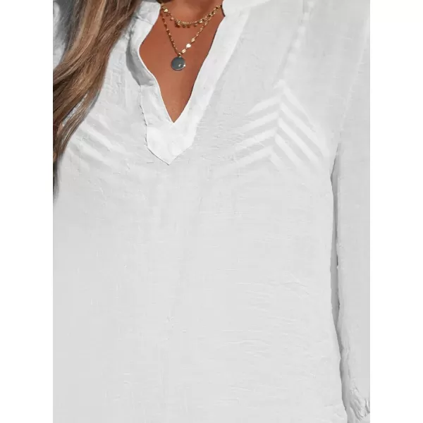 imageCUPSHE Women White VNeck CoverUp Dress Casual Summer Long Sleeves Solid Cover UpWhite