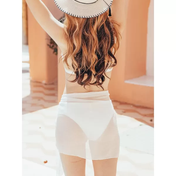imageCUPSHE Women Wrap Sarongs Cover Ups Tie Waist Wrap Skirt Summer Bathing Suit Casual BeachwearWhite