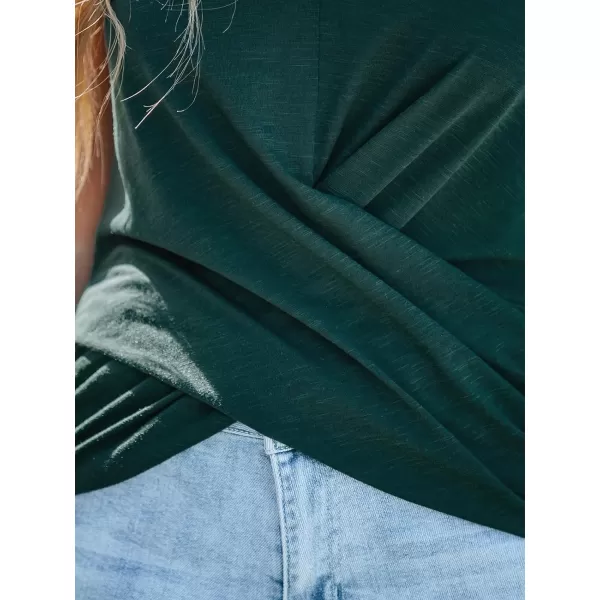 imageCUPSHE Women Wrapped Cami Sleeveless Top V Neck Tank Top Tee CasualDark Green