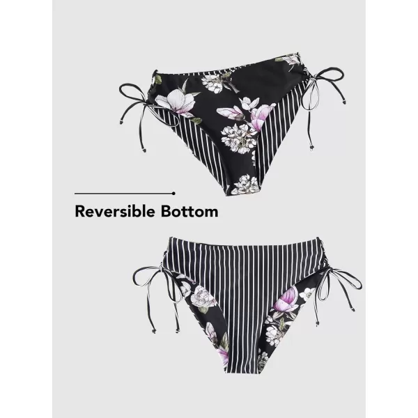 imageCUPSHE Womens 2 Piece Bikini Set Back Braided Straps with Reversible BottomBlackWhite