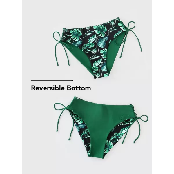 imageCUPSHE Womens 2 Piece Bikini Set Back Braided Straps with Reversible BottomGreen