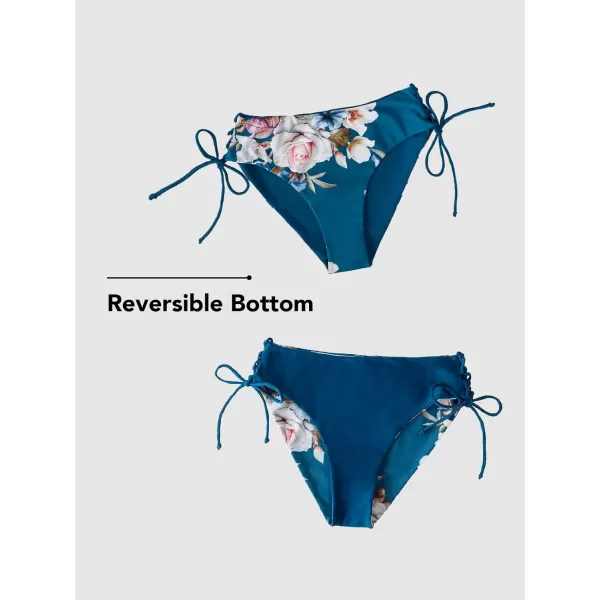 imageCUPSHE Womens 2 Piece Bikini Set Back Braided Straps with Reversible BottomNavy Blue