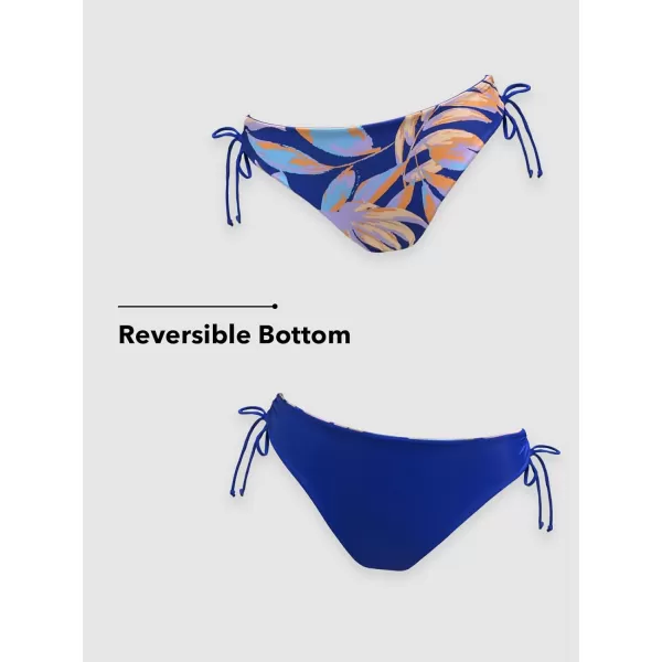 imageCUPSHE Womens 2 Piece Bikini Set Back Braided Straps with Reversible BottomRoyal Blue Tropical