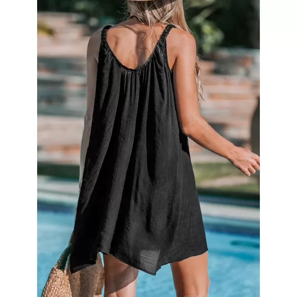 imageCUPSHE Womens Bathing Suit Cover Ups Sleeveless Swimsuit 2024 Summer Coverup Basic Beach DressBlack
