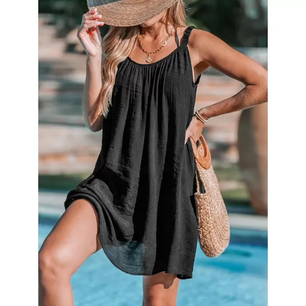 imageCUPSHE Womens Bathing Suit Cover Ups Sleeveless Swimsuit 2024 Summer Coverup Basic Beach DressBlack