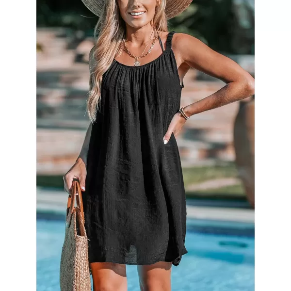 imageCUPSHE Womens Bathing Suit Cover Ups Sleeveless Swimsuit 2024 Summer Coverup Basic Beach DressBlack