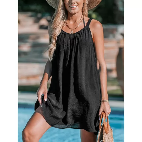 imageCUPSHE Womens Bathing Suit Cover Ups Sleeveless Swimsuit 2024 Summer Coverup Basic Beach DressBlack