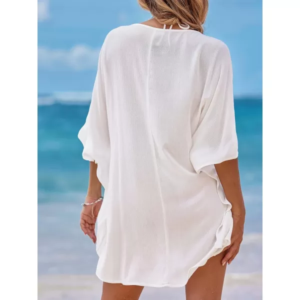 imageCUPSHE Womens Bathing Suit Coverups Butterfly Sleeve Swimwear Cover Up Drawstring Waist Dress Sophistication 2024White