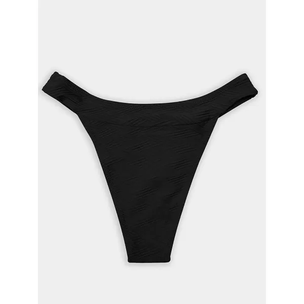 imageCUPSHE Womens Bikini Bottom High Cut Mid Waist Cheeky Bathing SuitBlack