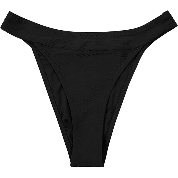 imageCUPSHE Womens Bikini Bottom High Cut Mid Waist Cheeky Bathing SuitBlack