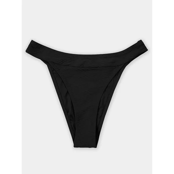 imageCUPSHE Womens Bikini Bottom High Cut Mid Waist Cheeky Bathing SuitBlack