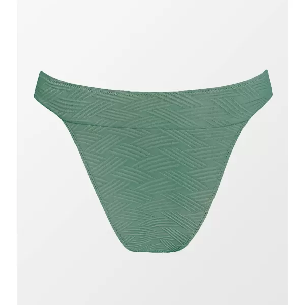 imageCUPSHE Womens Bikini Bottom High Cut Mid Waist Cheeky Bathing SuitMoss Green