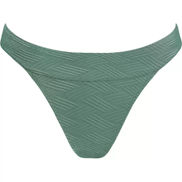 imageCUPSHE Womens Bikini Bottom High Cut Mid Waist Cheeky Bathing SuitMoss Green