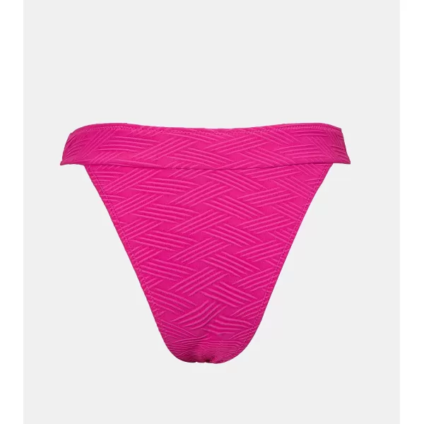 imageCUPSHE Womens Bikini Bottom High Cut Mid Waist Cheeky Bathing SuitNeon Pink