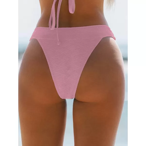 imageCUPSHE Womens Bikini Bottom High Cut Mid Waist Cheeky Bathing SuitPink