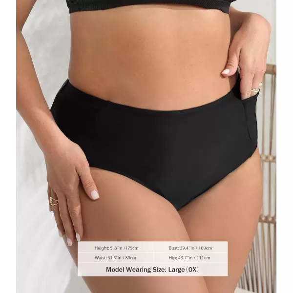 imageCUPSHE Womens Bikini Bottom High Wasited Tummy Control Swimsuit Full Coverage Retro Swim Bottom with PocketsXS4XLBlack