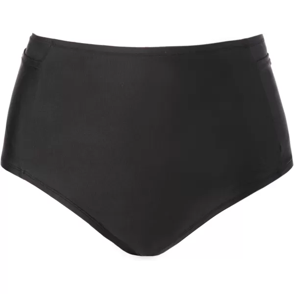 imageCUPSHE Womens Bikini Bottom High Wasited Tummy Control Swimsuit Full Coverage Retro Swim Bottom with PocketsXS4XLBlack