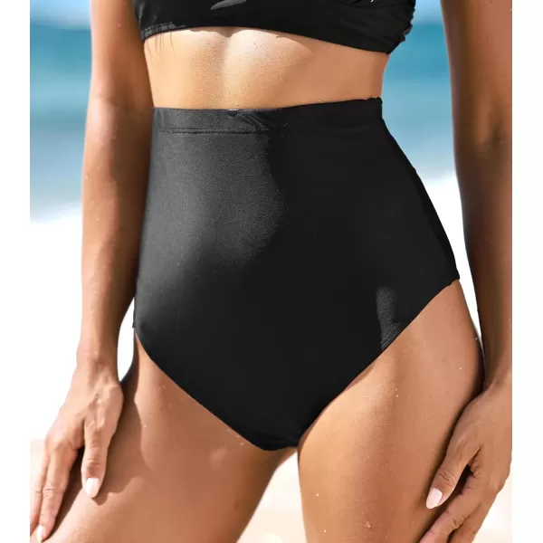 imageCUPSHE Womens Bikini Bottom Sculpting Swimsuit Shorts Tummy Control High Waisted Cheeky SlimmingBlack