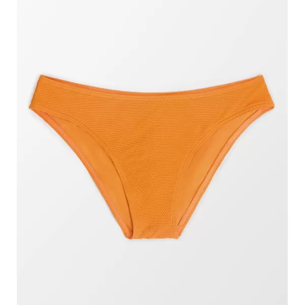 imageCUPSHE Womens Bikini Bottom Textured Low Waisted Middle Cut Solid OrangeOrange