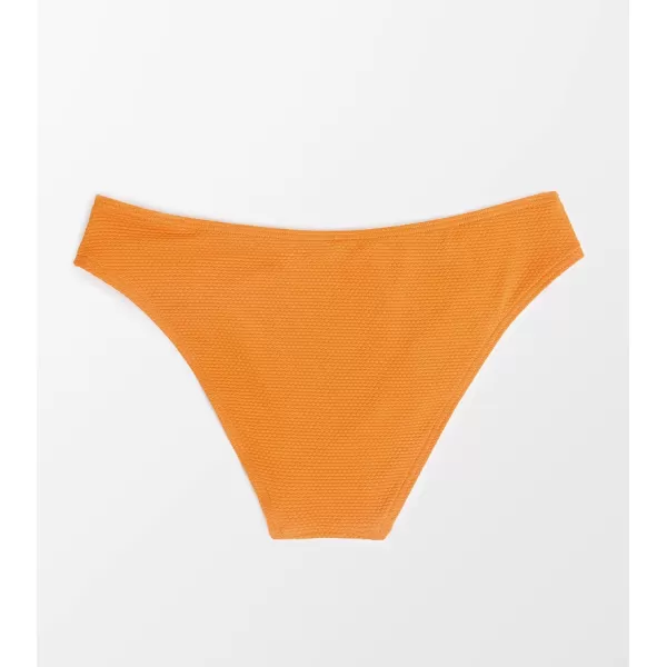 imageCUPSHE Womens Bikini Bottom Textured Low Waisted Middle Cut Solid OrangeOrange