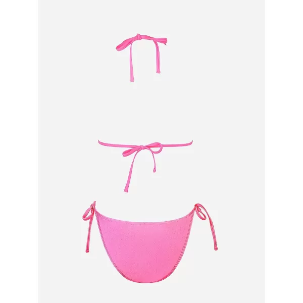 imageCUPSHE Womens Bikini Set Triangle Halter Self Tie ThongLight Magenta