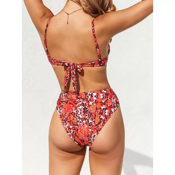 imageCUPSHE Womens Bikini Set Two Piece Swimsuit Underwire Back Tie High Waist Swimwear Animal PrintAnimal Print