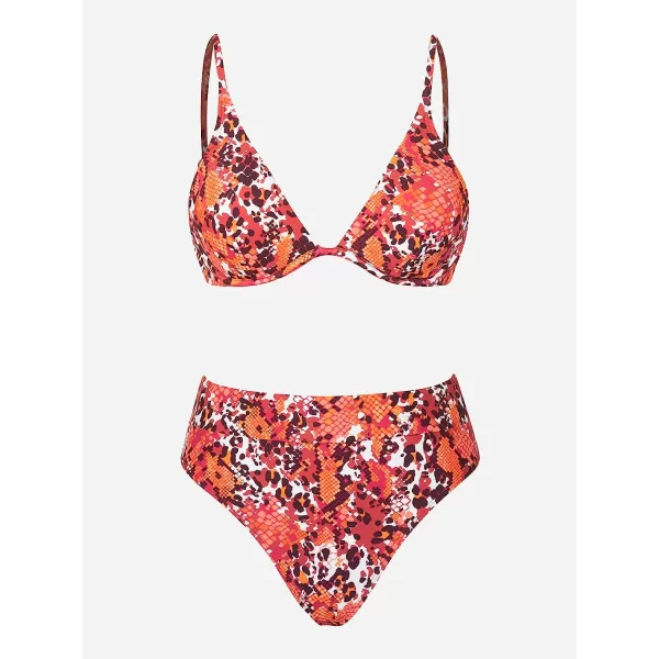 imageCUPSHE Womens Bikini Set Two Piece Swimsuit Underwire Back Tie High Waist Swimwear Animal PrintAnimal Print