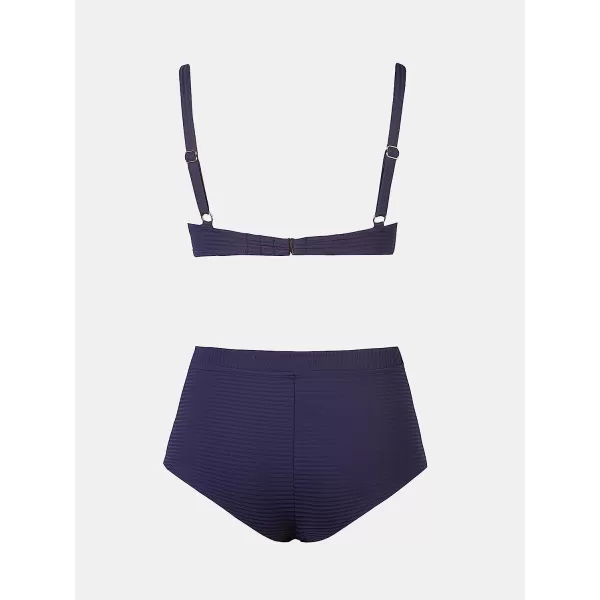 imageCUPSHE Womens Bikini Set Two Piece Swimsuits High Waisted Scoop Neck Adjustable Back Hook ShortsDark Purple