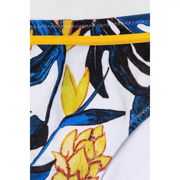 imageCUPSHE Womens Bikini Set Wrap Mid Rise Cheeky Floral Swimsuit with Adjustable StrapsBright Yellow