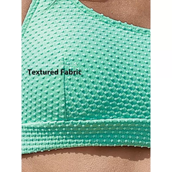imageCUPSHE Womens Bikini Sets Two Piece Bathing Suit High Waisted Ribbed Texture Widen TrimMint Green