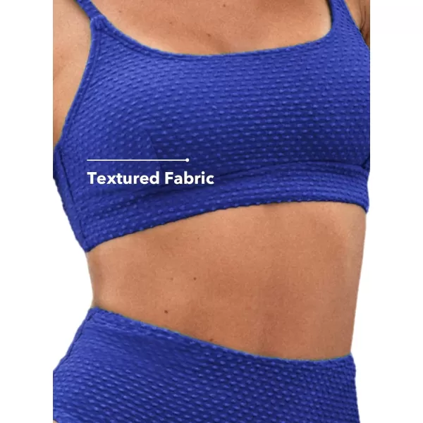 imageCUPSHE Womens Bikini Sets Two Piece Bathing Suit High Waisted Ribbed Texture Widen TrimNavy Blue