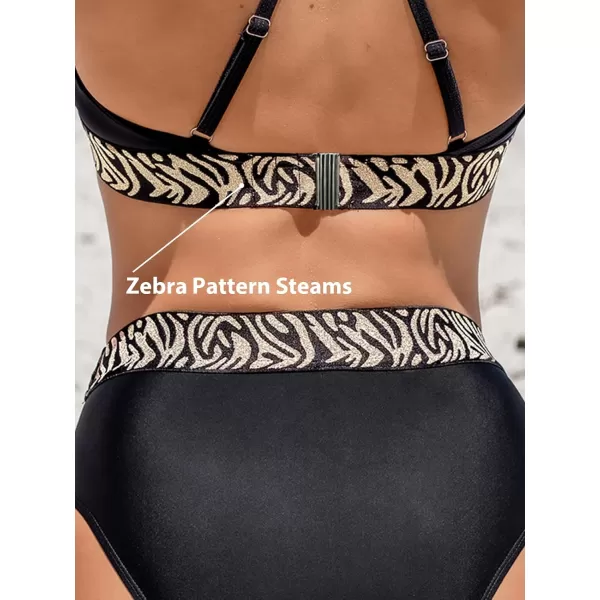 imageCUPSHE Womens Bikini Sets Two Piece Bathing Suit High Waisted V Neck Cutout Adjustable Straps Back Hook Cheeky Shell StitchingCUPSHE Womens Bikini Sets Two Piece Bathing Suit High Waisted V Neck Cutout Adjustable Straps Back Hook Cheeky Shell Stitching
