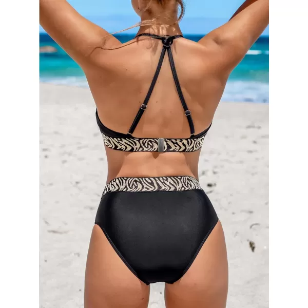 imageCUPSHE Womens Bikini Sets Two Piece Bathing Suit High Waisted V Neck Cutout Adjustable Straps Back Hook Cheeky Shell StitchingCUPSHE Womens Bikini Sets Two Piece Bathing Suit High Waisted V Neck Cutout Adjustable Straps Back Hook Cheeky Shell Stitching