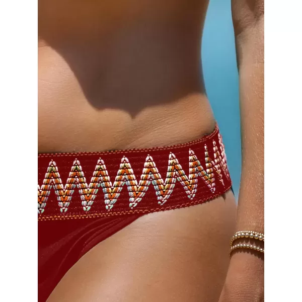 imageCUPSHE Womens Bikini Sets V Neck High Cut Mid Rise Cheeky Bathing SuitBrick Red