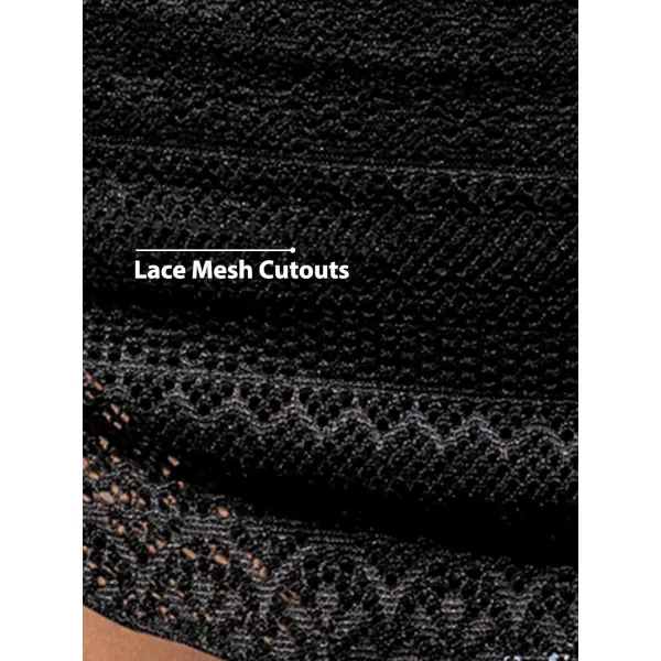 imageCUPSHE Womens Bikini Skirt Bathing Suit Bottom High Waisted Swimwear Lace CutoutsBlack