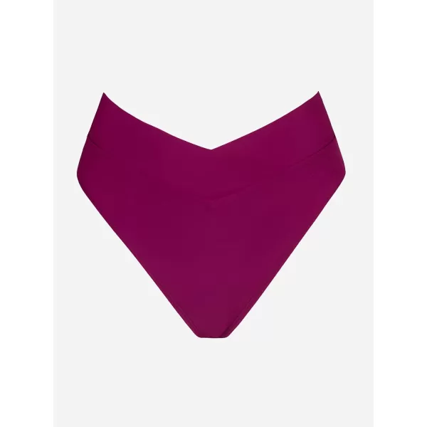 imageCUPSHE Womens Bikini Swimsuit Black High Waisted High Cut Cheeky V Cut Bikini BottomFuchsia