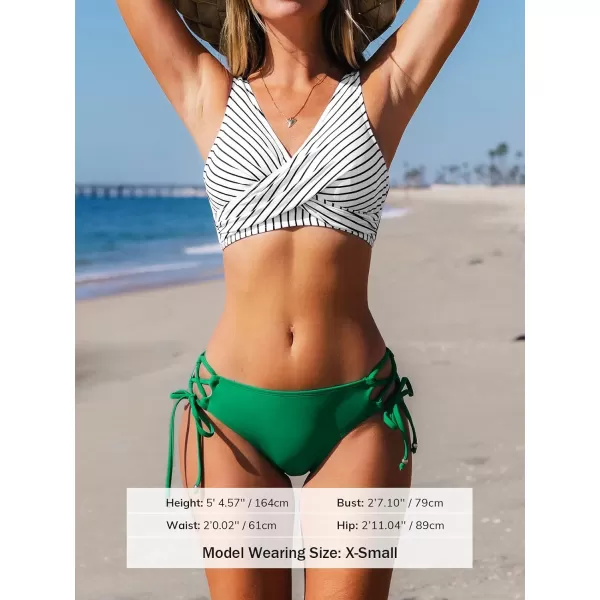 imageCUPSHE Womens Bikini Swimsuit Front Cross Lace Up Two Piece Bathing SuitCadmium Green