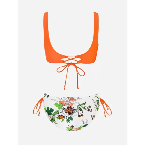 imageCUPSHE Womens Bikini Swimsuit Front Cross Lace Up Two Piece Bathing SuitCarrot Orange