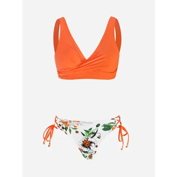 imageCUPSHE Womens Bikini Swimsuit Front Cross Lace Up Two Piece Bathing SuitCarrot Orange